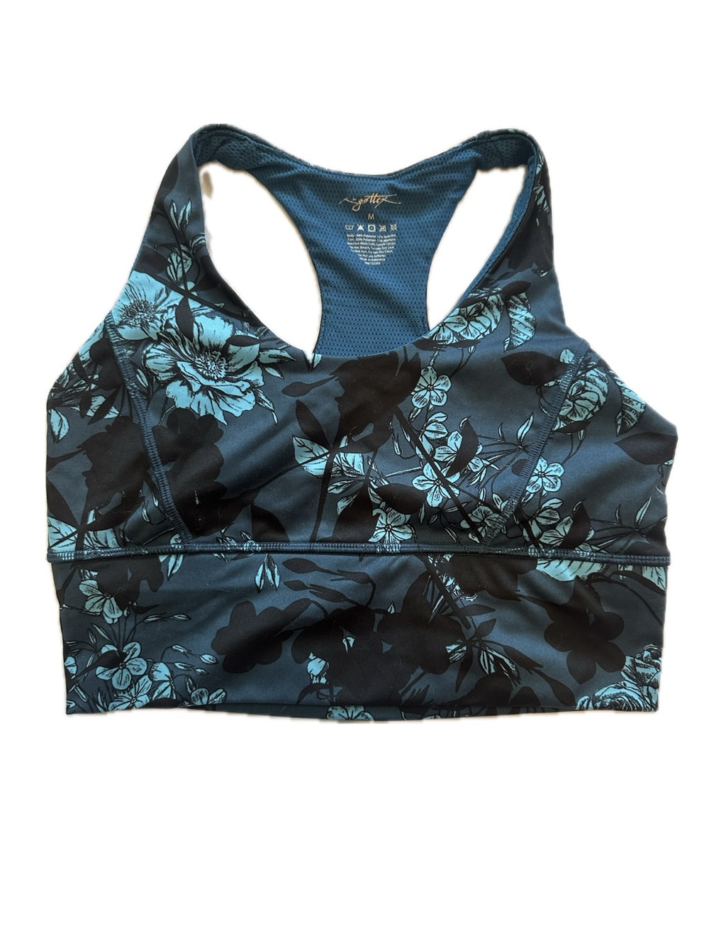 Gottex Teal Floral Racerback Sports Bra